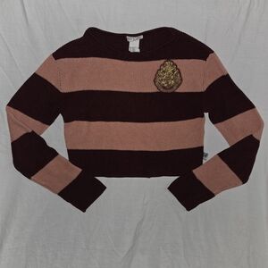 Harry PotterXH&M Striped Burgundy and Pink Cropped Sweater Griffindor 8/10